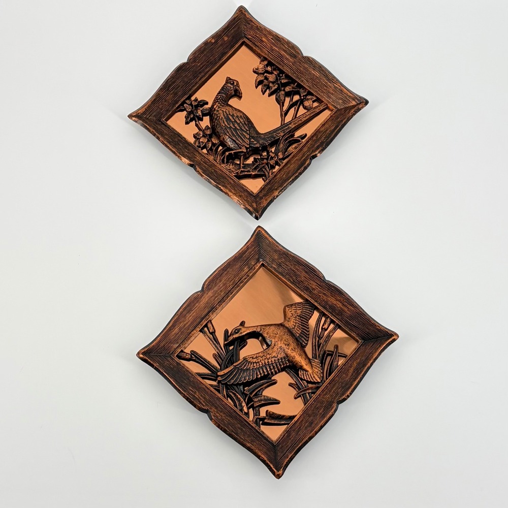 Coppercraft Guild Wall Plaques Vintage 1963 Copper Bird Art Pair 4660